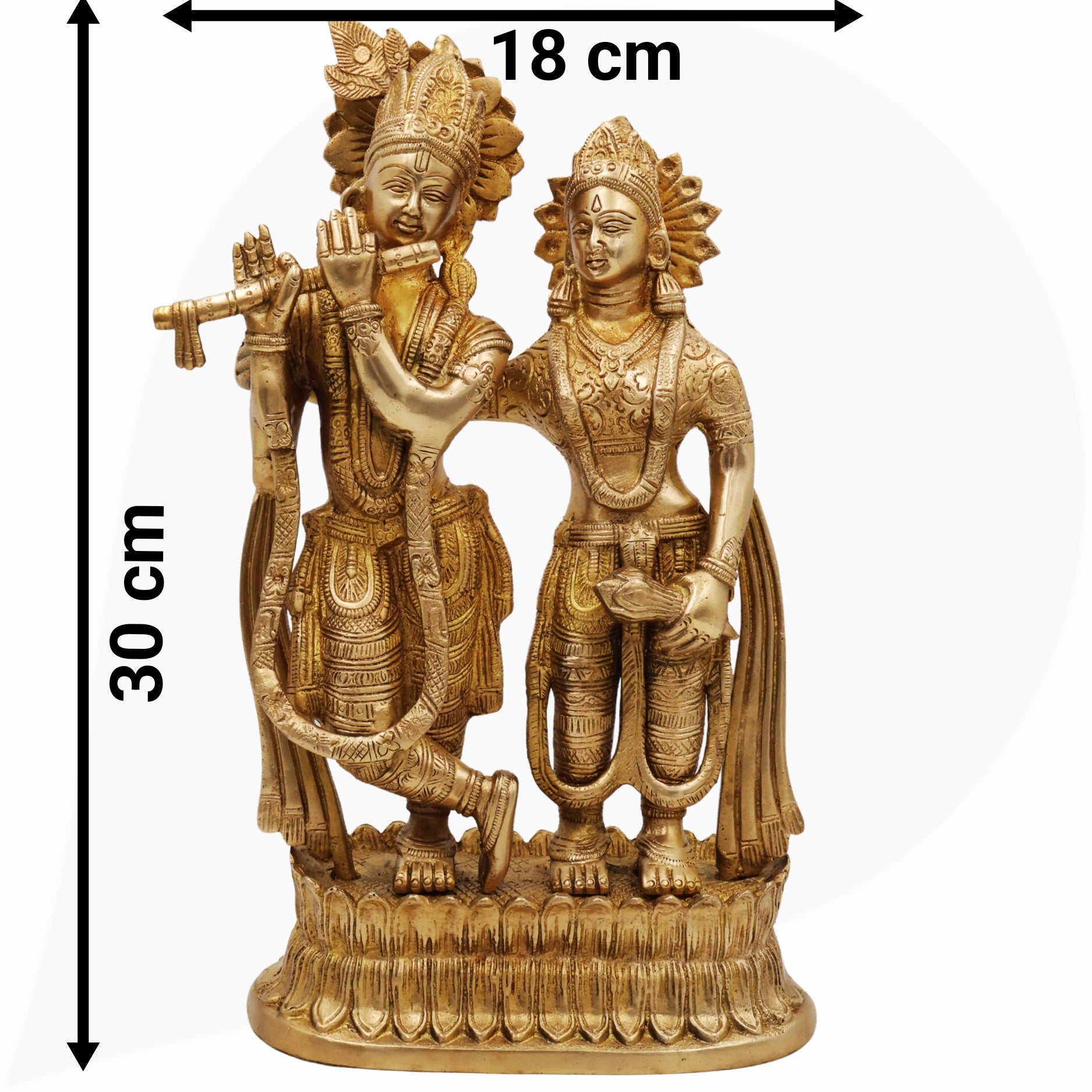 Brass Radha Krishna Idol / Murti / Statue – Handcrafted Gopala, Shyam Radha, Banke Bihari, Jagannatha, Keshava, Radha Ramana Sculpture for Pooja, Home Temple, Festival Decoration & Spiritual Gift,Gold, 12 Inch, 1 Piece