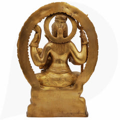 Brass Shiva With Ganesh Idol | Handcrafted Shiv Ganesh Murti, Mahadev With Vinayaka Statue, Bholenath With Ganpati Figurine, Shiv Parvati Ganesh Pital Moorti For Home, Temple & Gifting,Gold, 12 Inch, 1 Piece
