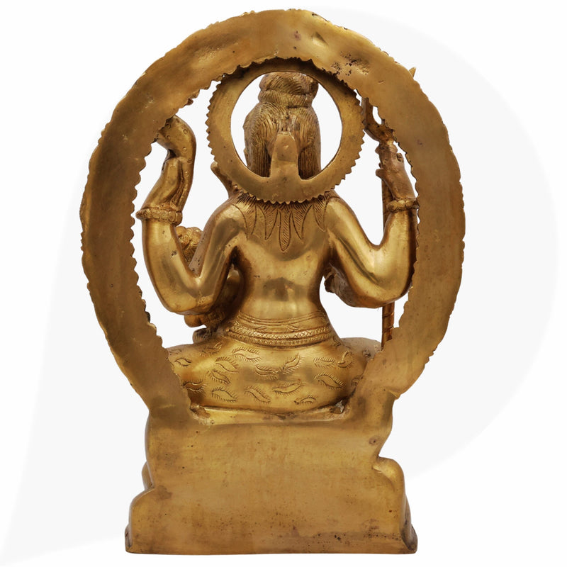 Brass Shiva With Ganesh Idol | Handcrafted Shiv Ganesh Murti, Mahadev With Vinayaka Statue, Bholenath With Ganpati Figurine, Shiv Parvati Ganesh Pital Moorti For Home, Temple & Gifting,Gold, 12 Inch, 1 Piece