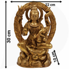 Brass Shiva With Ganesh Idol | Handcrafted Shiv Ganesh Murti, Mahadev With Vinayaka Statue, Bholenath With Ganpati Figurine, Shiv Parvati Ganesh Pital Moorti For Home, Temple & Gifting,Gold, 12 Inch, 1 Piece
