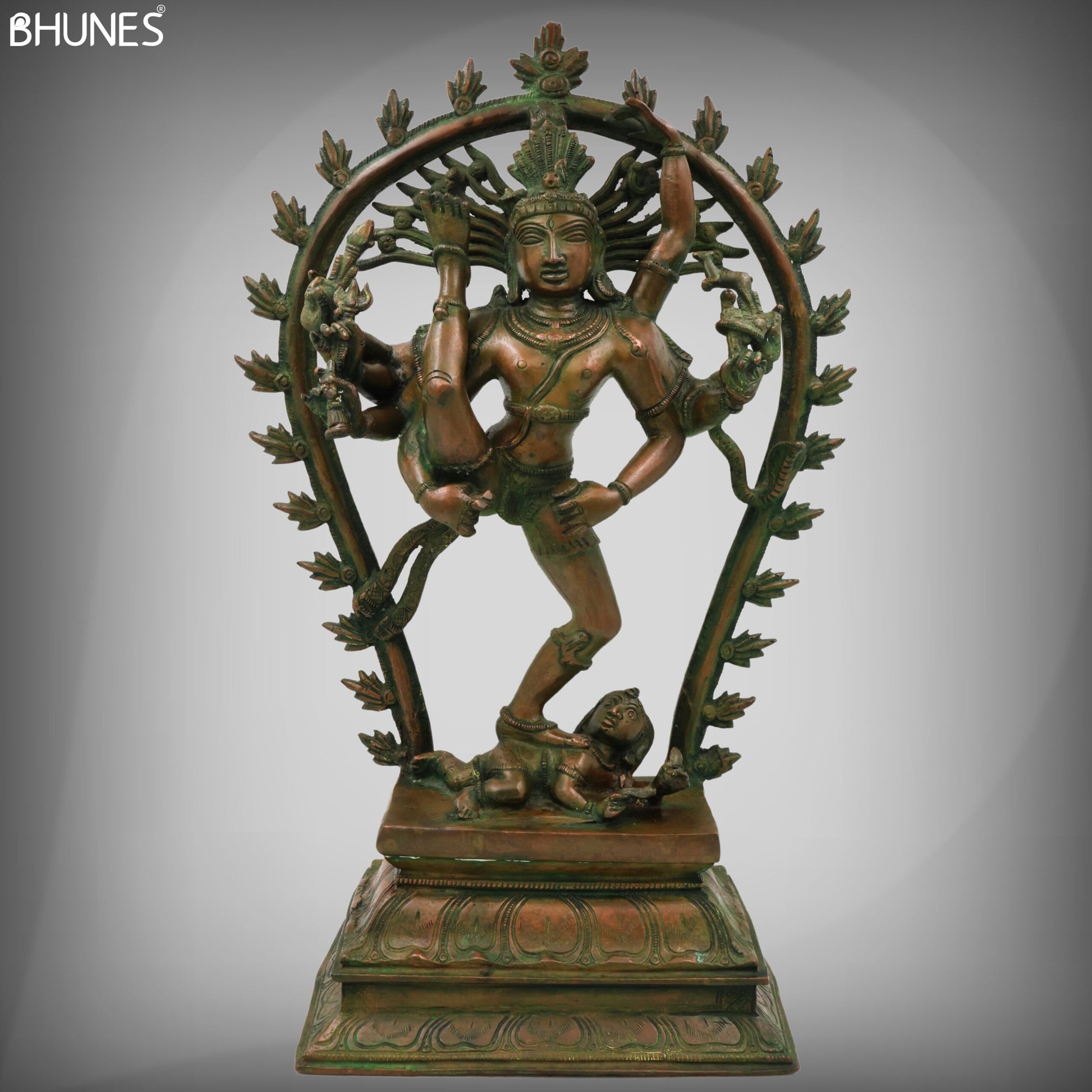 Brass Nataraja Idol In Antique Look, Shiva Natraj Statue, Dancing Nataraj, Hindu Dance God,Brown, 18.5 Inch, 1 Piece