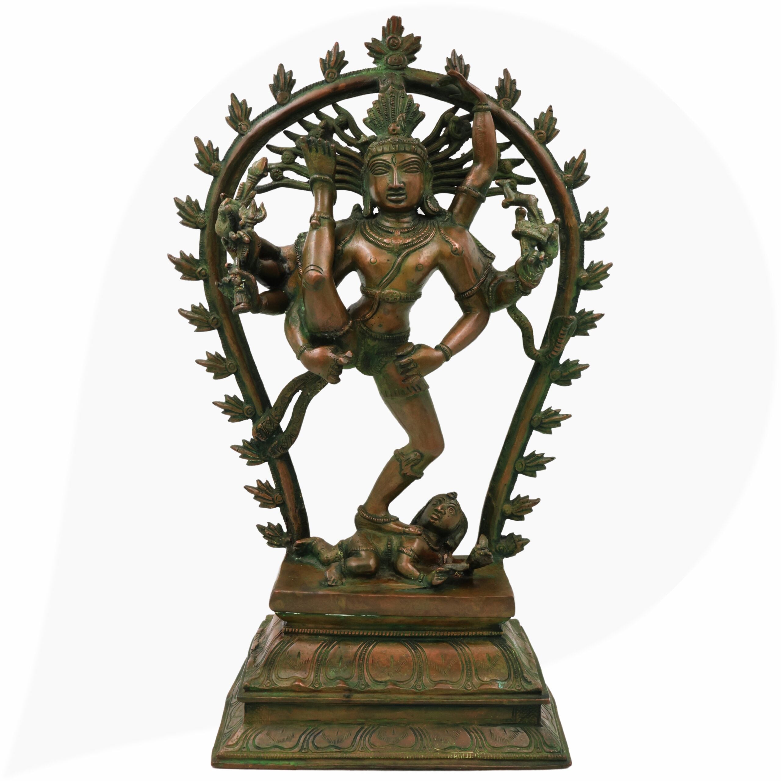 Brass Nataraja Idol In Antique Look, Shiva Natraj Statue, Dancing Nataraj, Hindu Dance God,Brown, 18.5 Inch, 1 Piece
