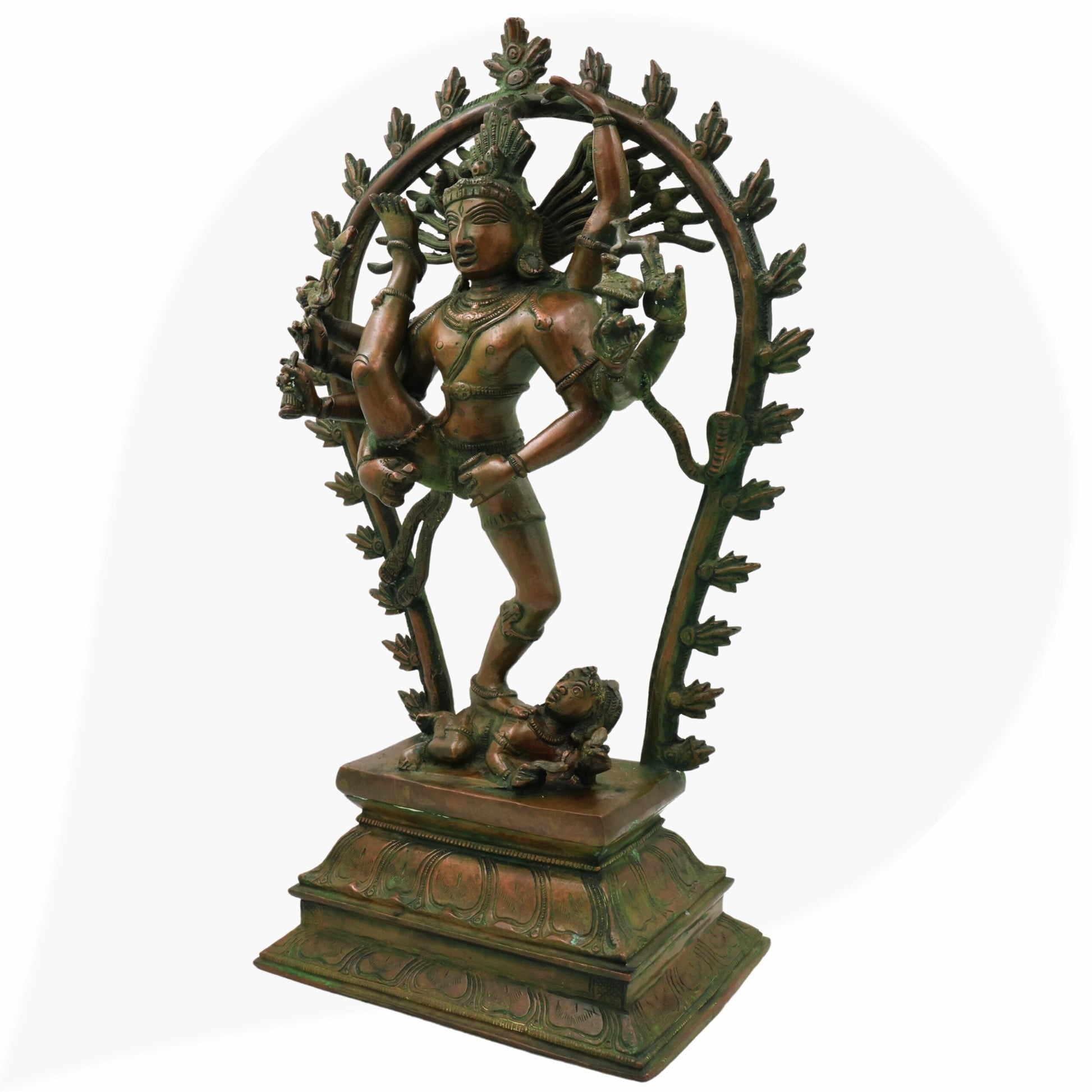 Brass Nataraja Idol In Antique Look, Shiva Natraj Statue, Dancing Nataraj, Hindu Dance God,Brown, 18.5 Inch, 1 Piece