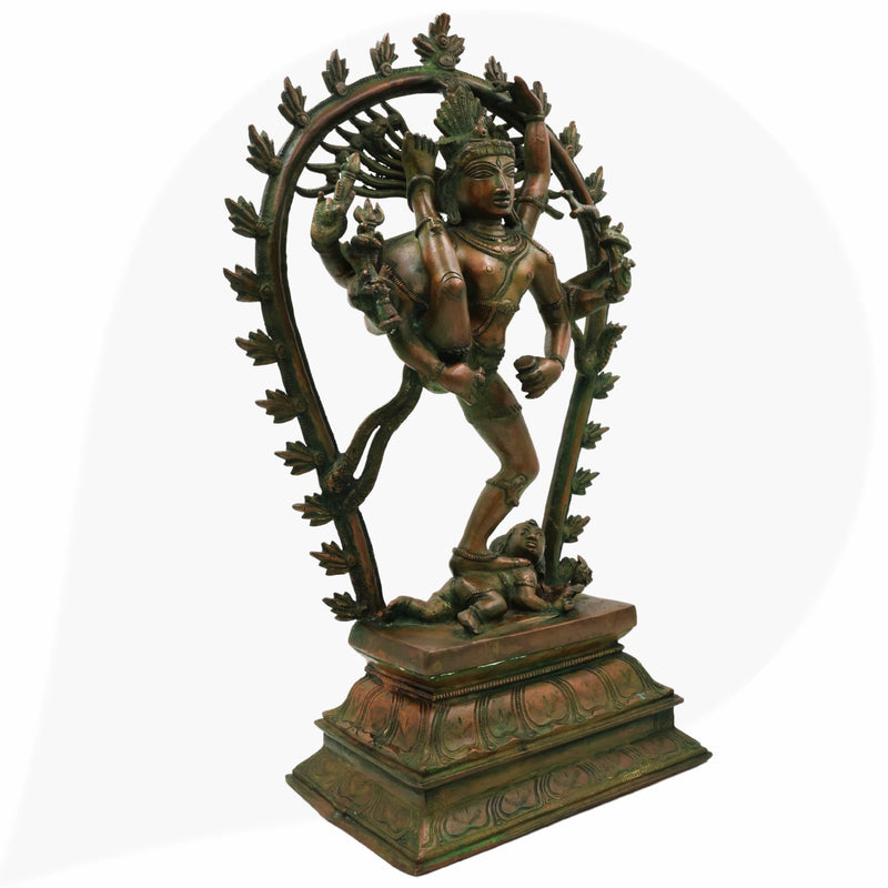 Brass Nataraja Idol In Antique Look, Shiva Natraj Statue, Dancing Nataraj, Hindu Dance God,Brown, 18.5 Inch, 1 Piece