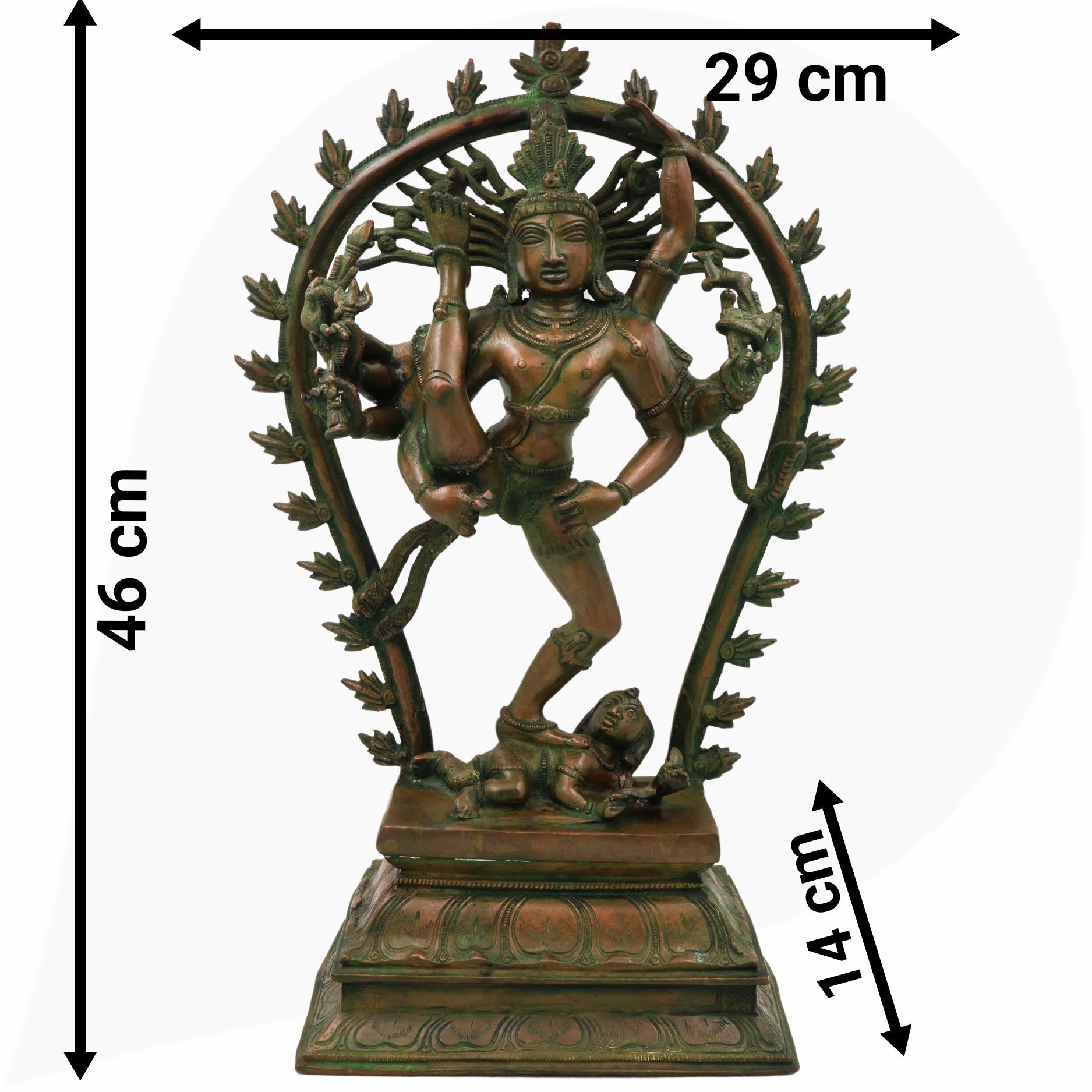 Brass Nataraja Idol In Antique Look, Shiva Natraj Statue, Dancing Nataraj, Hindu Dance God,Brown, 18.5 Inch, 1 Piece