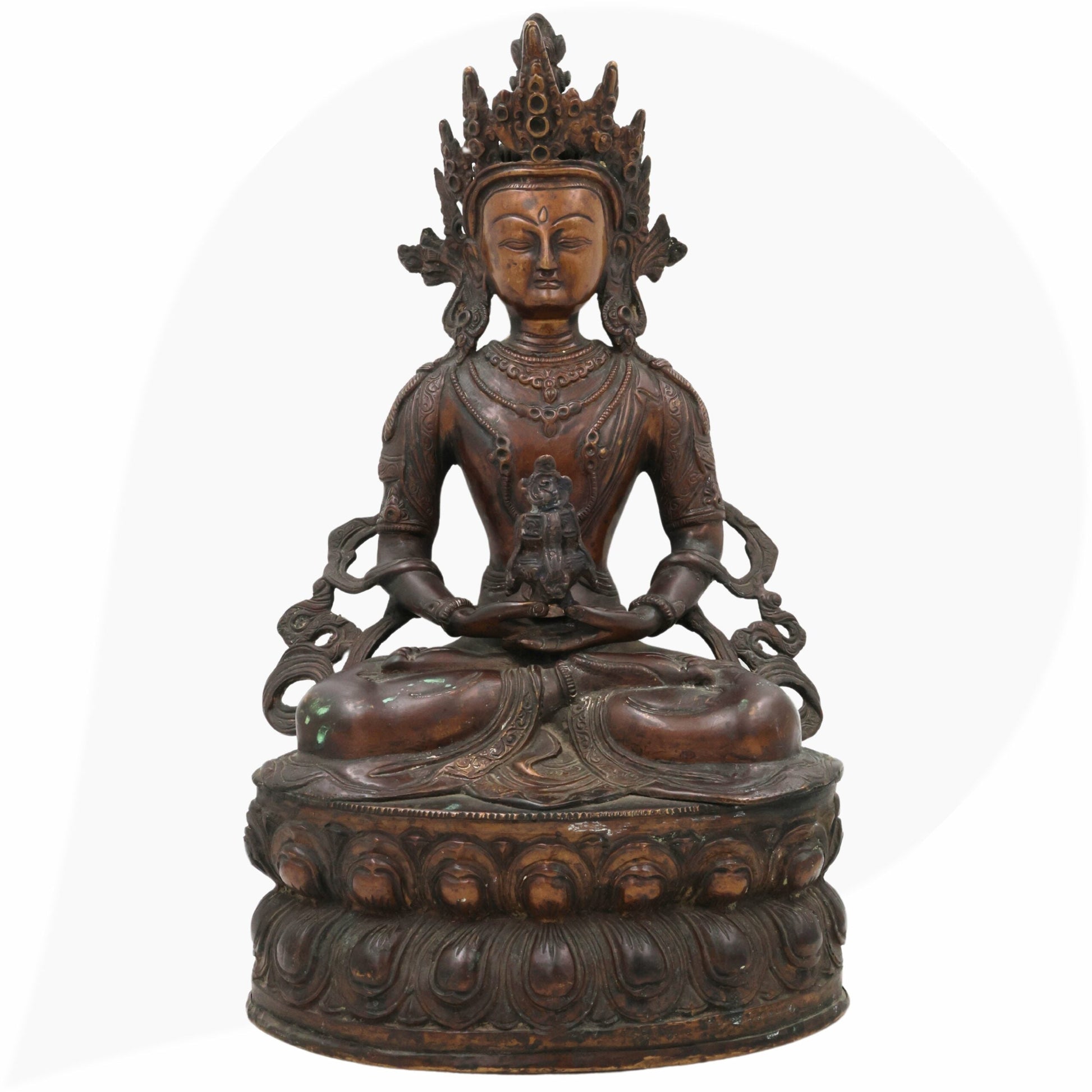 Brass Lokeshwar Buddha Idol – Avalokiteshvara Murti, Bodhisattva of Compassion Statue for Home, Temple, Puja, Office Decor & Spiritual Gifts,Brown, 14 Inch, 1 Piece