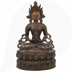 Brass Lokeshwar Buddha Idol – Avalokiteshvara Murti, Bodhisattva of Compassion Statue for Home, Temple, Puja, Office Decor & Spiritual Gifts,Brown, 14 Inch, 1 Piece