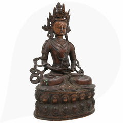 Brass Lokeshwar Buddha Idol – Avalokiteshvara Murti, Bodhisattva of Compassion Statue for Home, Temple, Puja, Office Decor & Spiritual Gifts,Brown, 14 Inch, 1 Piece