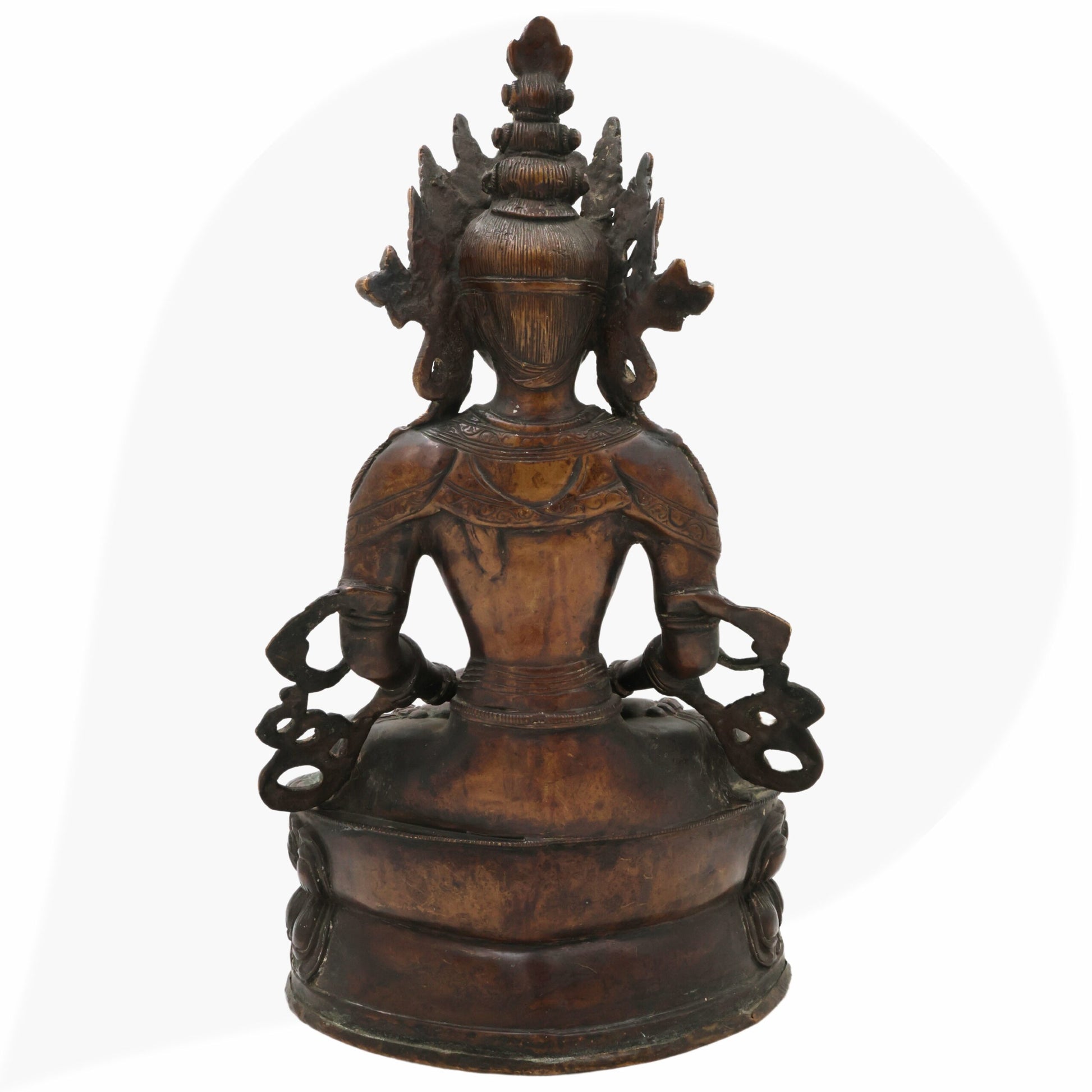Brass Lokeshwar Buddha Idol – Avalokiteshvara Murti, Bodhisattva of Compassion Statue for Home, Temple, Puja, Office Decor & Spiritual Gifts,Brown, 14 Inch, 1 Piece