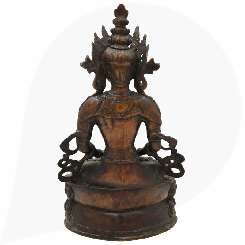 Brass Lokeshwar Buddha Idol – Avalokiteshvara Murti, Bodhisattva of Compassion Statue for Home, Temple, Puja, Office Decor & Spiritual Gifts,Brown, 14 Inch, 1 Piece