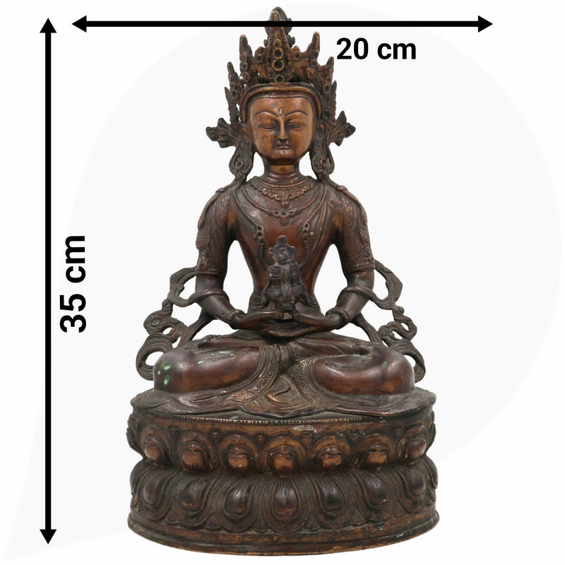 Brass Lokeshwar Buddha Idol – Avalokiteshvara Murti, Bodhisattva of Compassion Statue for Home, Temple, Puja, Office Decor & Spiritual Gifts,Brown, 14 Inch, 1 Piece