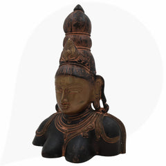 Brass Parvati Face Idol – Gauri Uma Devi Head Murti for Pooja, Home Temple & Spiritual Decor,Black, 10.5 Inch, 1 Piece