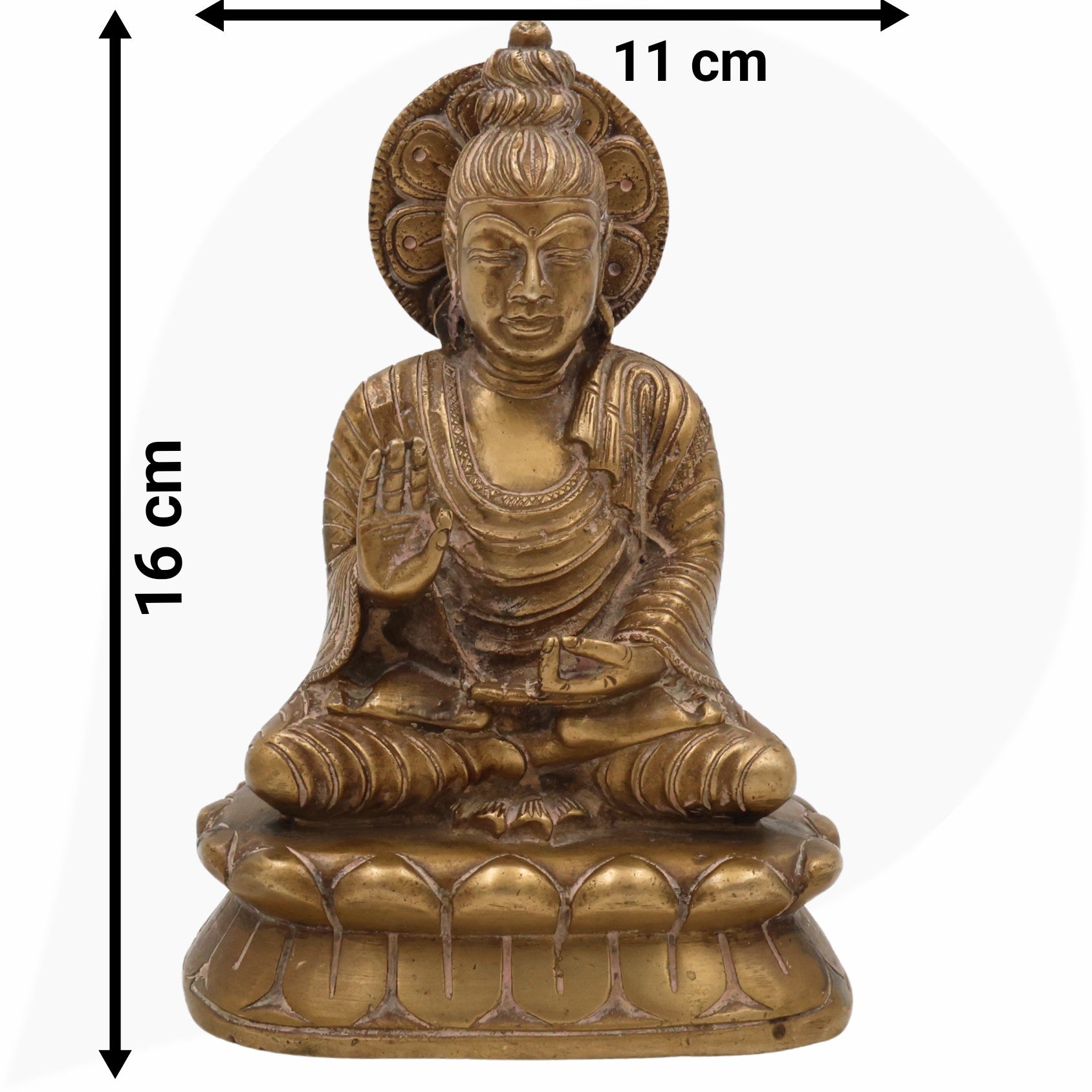 Brass Buddha Idol, Meditating Buddha Statue, Dhyana Buddha Murti, Gautama Buddha Figurine, Handcrafted Indian Buddha Sculpture for Home, Temple & Office Decor,Brown, 6.5 Inch, 1 Piece
