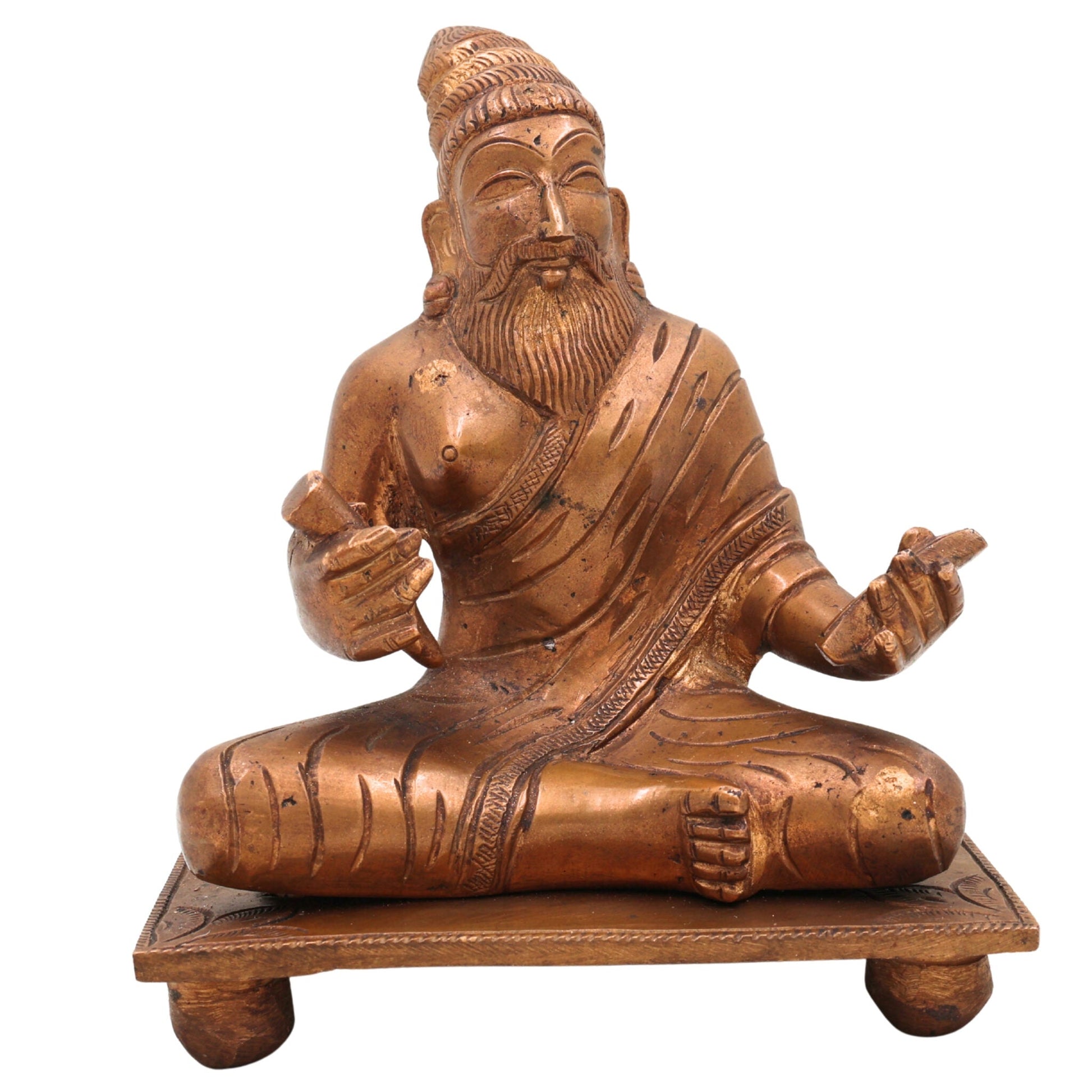 Handmade Bronze Panchaloha Valluvar Idol | Thiruvalluvar Tamil Poet Statue | Traditional South Indian Panchadhatu Murti,Brown, 6.5 Inch, 1 Piece