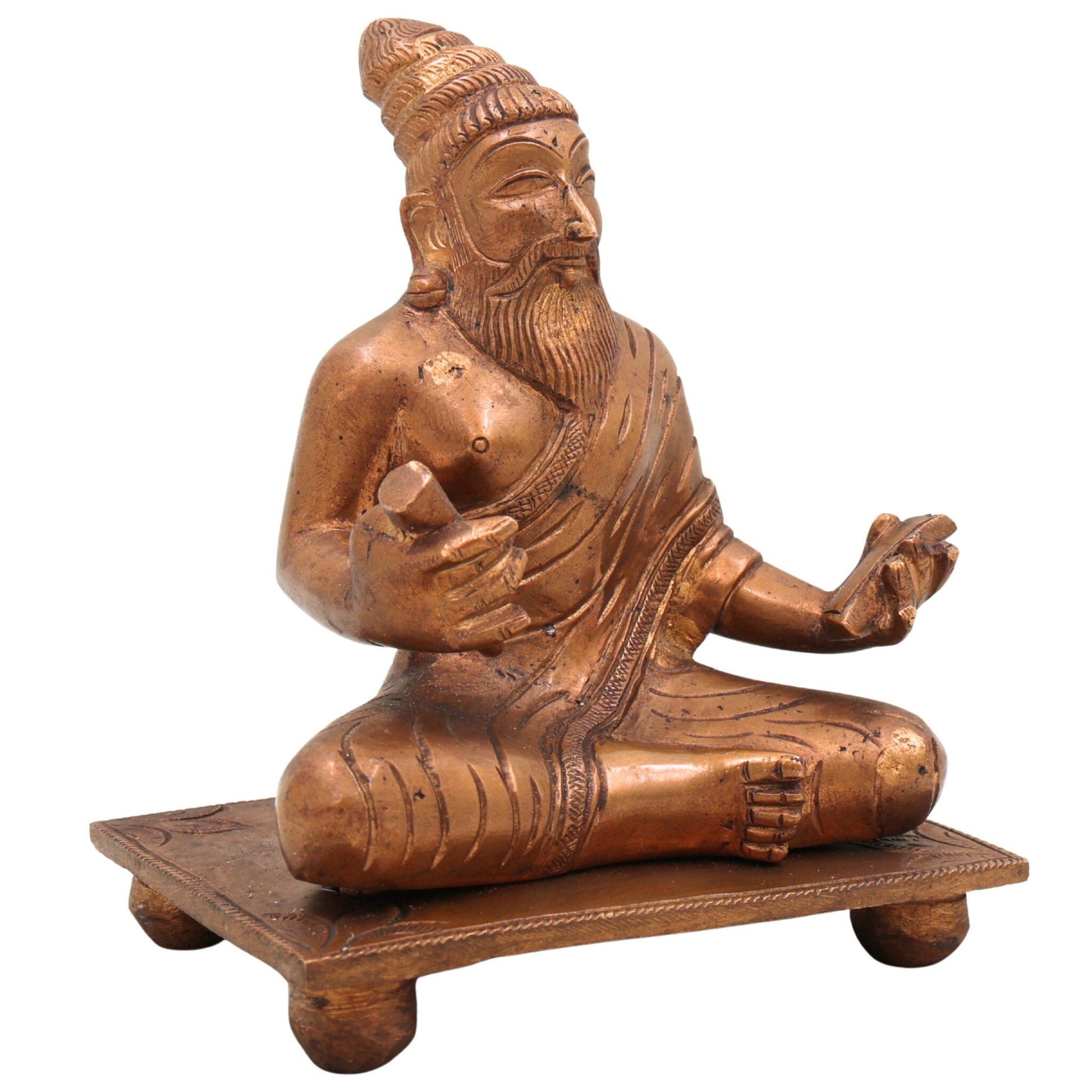Handmade Bronze Panchaloha Valluvar Idol | Thiruvalluvar Tamil Poet Statue | Traditional South Indian Panchadhatu Murti,Brown, 6.5 Inch, 1 Piece