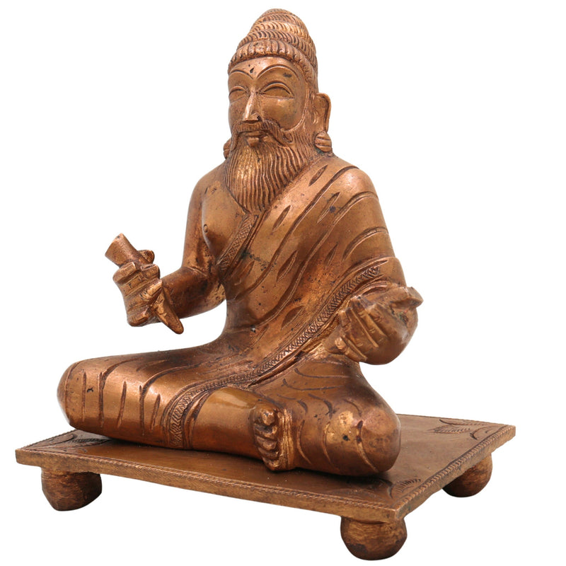 Handmade Bronze Panchaloha Valluvar Idol | Thiruvalluvar Tamil Poet Statue | Traditional South Indian Panchadhatu Murti,Brown, 6.5 Inch, 1 Piece