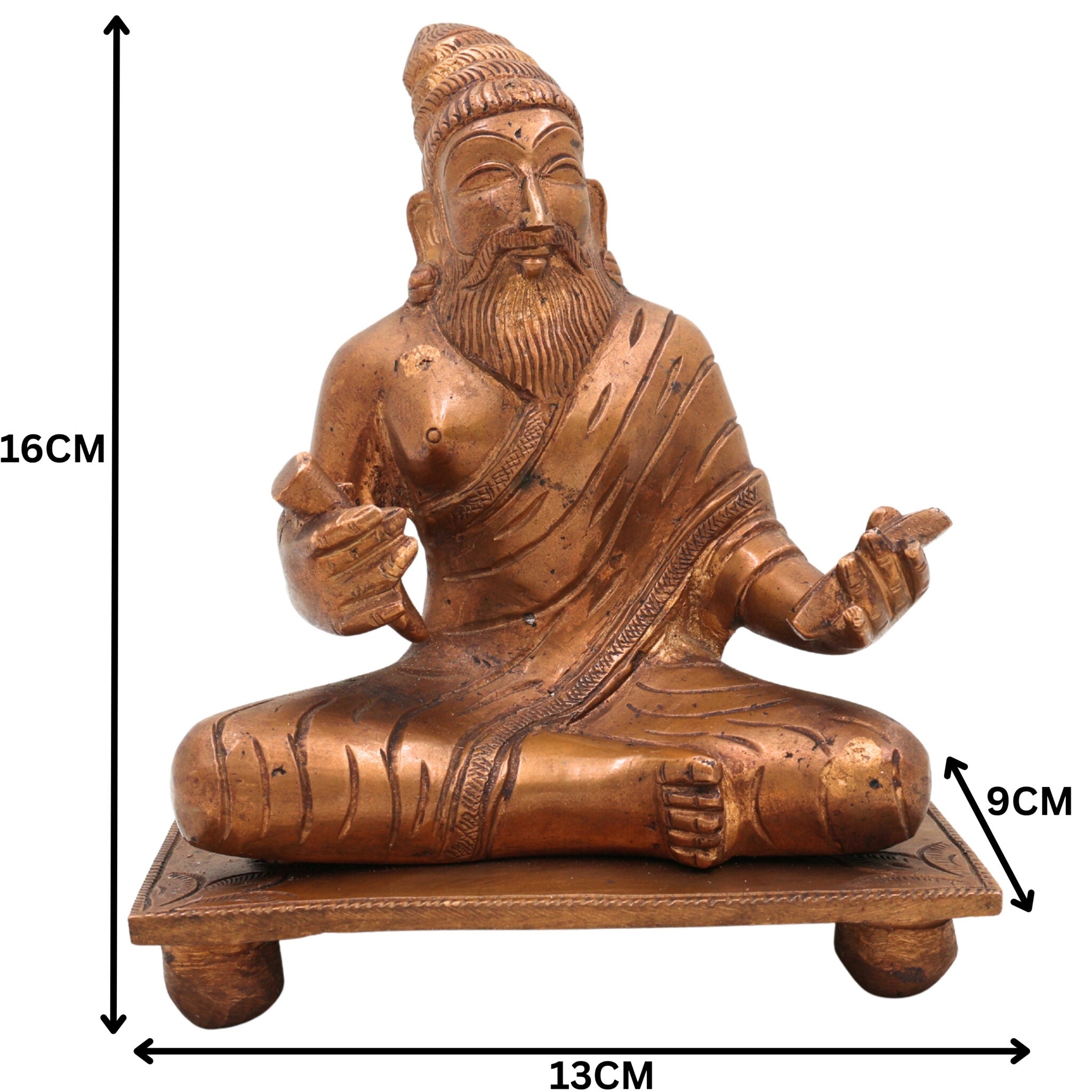 Handmade Bronze Panchaloha Valluvar Idol | Thiruvalluvar Tamil Poet Statue | Traditional South Indian Panchadhatu Murti,Brown, 6.5 Inch, 1 Piece