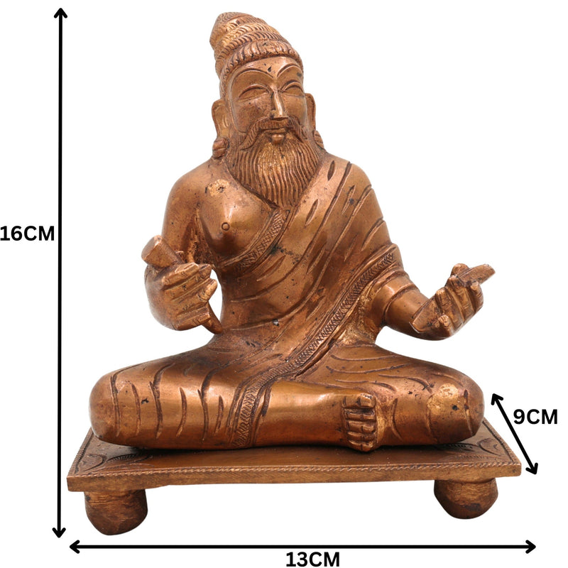Handmade Bronze Panchaloha Valluvar Idol | Thiruvalluvar Tamil Poet Statue | Traditional South Indian Panchadhatu Murti,Brown, 6.5 Inch, 1 Piece