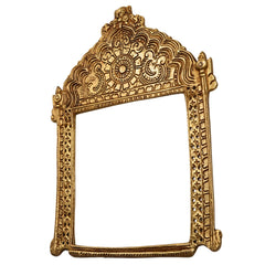 Bhunes Brass Traditional Prabhavali Arch Frame – Wall Hanging Prabhawali for Home Temple Decor | Prabhaval for Deity Idol | Kirtimukha Brass Backdrop, Gold, 11 Inch, 1 Piece