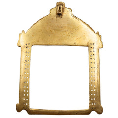 Bhunes Brass Traditional Prabhavali Arch Frame – Wall Hanging Prabhawali for Home Temple Decor | Prabhaval for Deity Idol | Kirtimukha Brass Backdrop, Gold, 11 Inch, 1 Piece