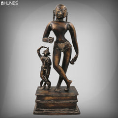 Brass Krishna Balarama Idol | Baladeva Balabhadra Kanha Murti | Handcrafted Peetal Pital Vigraha for Pooja, Temple & Home Decor,Brown, 14 Inch, 1 Piece