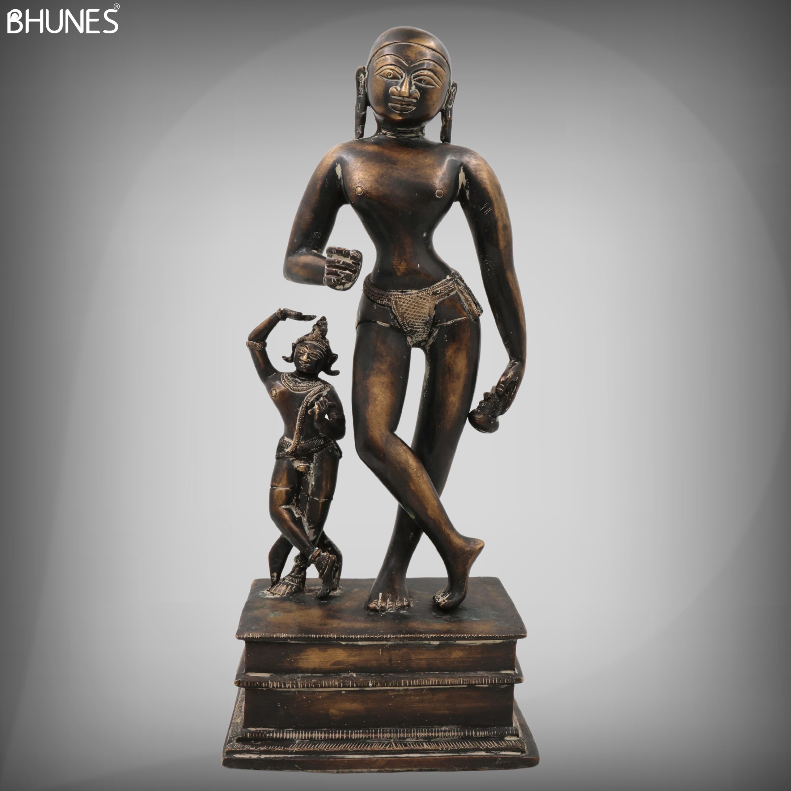 Brass Krishna Balarama Idol | Baladeva Balabhadra Kanha Murti | Handcrafted Peetal Pital Vigraha for Pooja, Temple & Home Decor,Brown, 14 Inch, 1 Piece