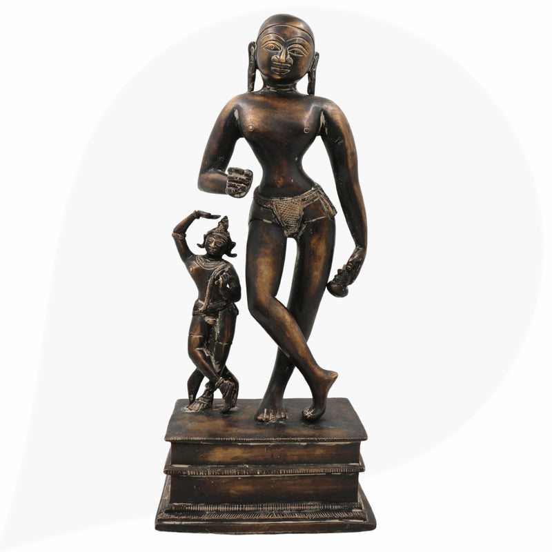 Brass Krishna Balarama Idol | Baladeva Balabhadra Kanha Murti | Handcrafted Peetal Pital Vigraha for Pooja, Temple & Home Decor,Brown, 14 Inch, 1 Piece