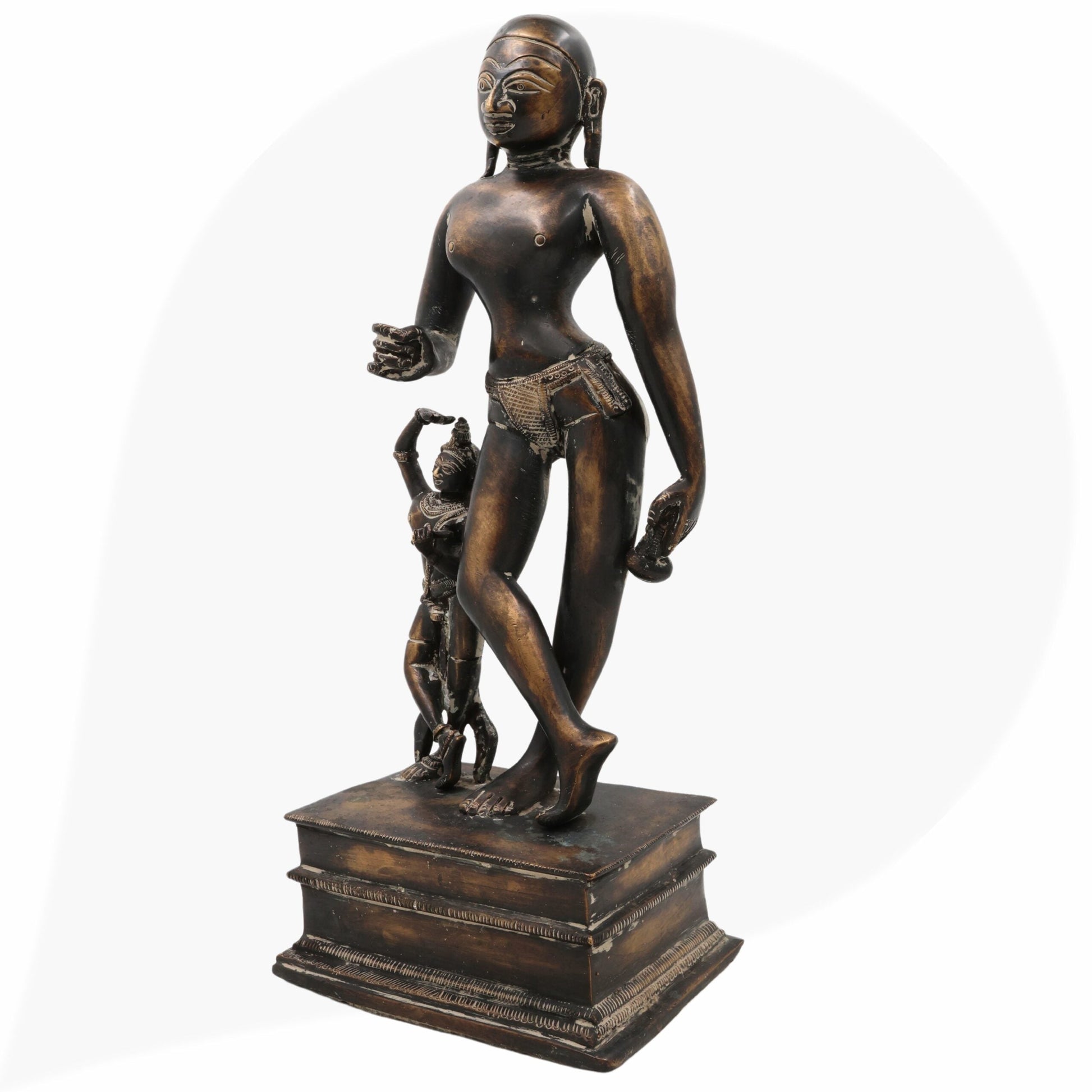Brass Krishna Balarama Idol | Baladeva Balabhadra Kanha Murti | Handcrafted Peetal Pital Vigraha for Pooja, Temple & Home Decor,Brown, 14 Inch, 1 Piece