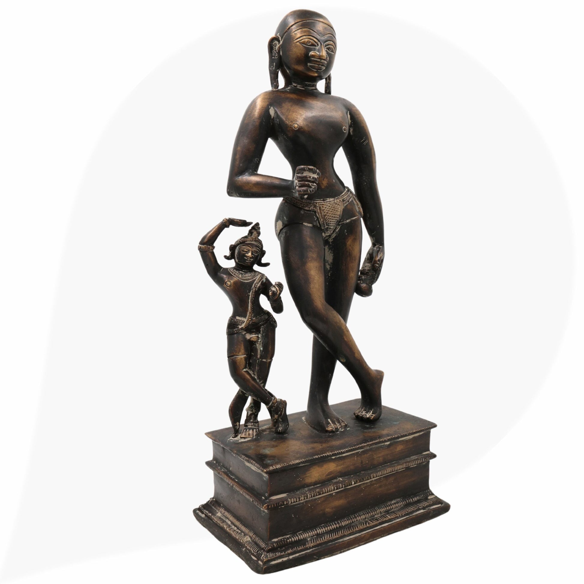 Brass Krishna Balarama Idol | Baladeva Balabhadra Kanha Murti | Handcrafted Peetal Pital Vigraha for Pooja, Temple & Home Decor,Brown, 14 Inch, 1 Piece