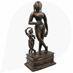 Brass Krishna Balarama Idol | Baladeva Balabhadra Kanha Murti | Handcrafted Peetal Pital Vigraha for Pooja, Temple & Home Decor,Brown, 14 Inch, 1 Piece