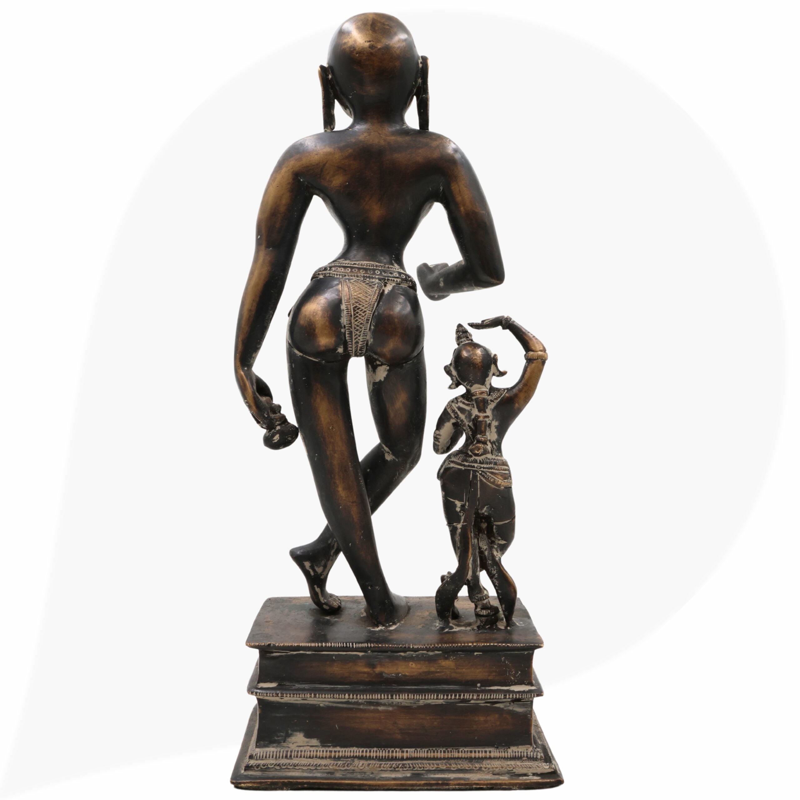 Brass Krishna Balarama Idol | Baladeva Balabhadra Kanha Murti | Handcrafted Peetal Pital Vigraha for Pooja, Temple & Home Decor,Brown, 14 Inch, 1 Piece