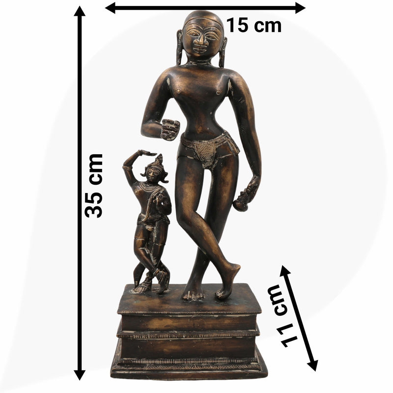 Brass Krishna Balarama Idol | Baladeva Balabhadra Kanha Murti | Handcrafted Peetal Pital Vigraha for Pooja, Temple & Home Decor,Brown, 14 Inch, 1 Piece