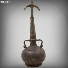Brass 19Th Centuries Antique Oil Lamp, Antiques Diya, Deepam, Lamps, Deepa, Deepam For Home Decor,Black, 13 Inch, 1 Piece
