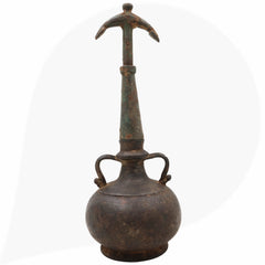 Brass 19Th Centuries Antique Oil Lamp, Antiques Diya, Deepam, Lamps, Deepa, Deepam For Home Decor,Black, 13 Inch, 1 Piece