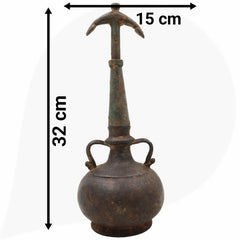 Brass 19Th Centuries Antique Oil Lamp, Antiques Diya, Deepam, Lamps, Deepa, Deepam For Home Decor,Black, 13 Inch, 1 Piece