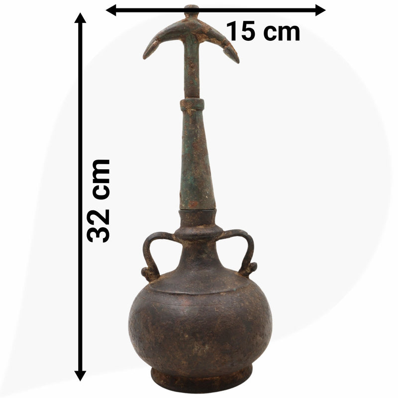Brass 19Th Centuries Antique Oil Lamp, Antiques Diya, Deepam, Lamps, Deepa, Deepam For Home Decor,Black, 13 Inch, 1 Piece