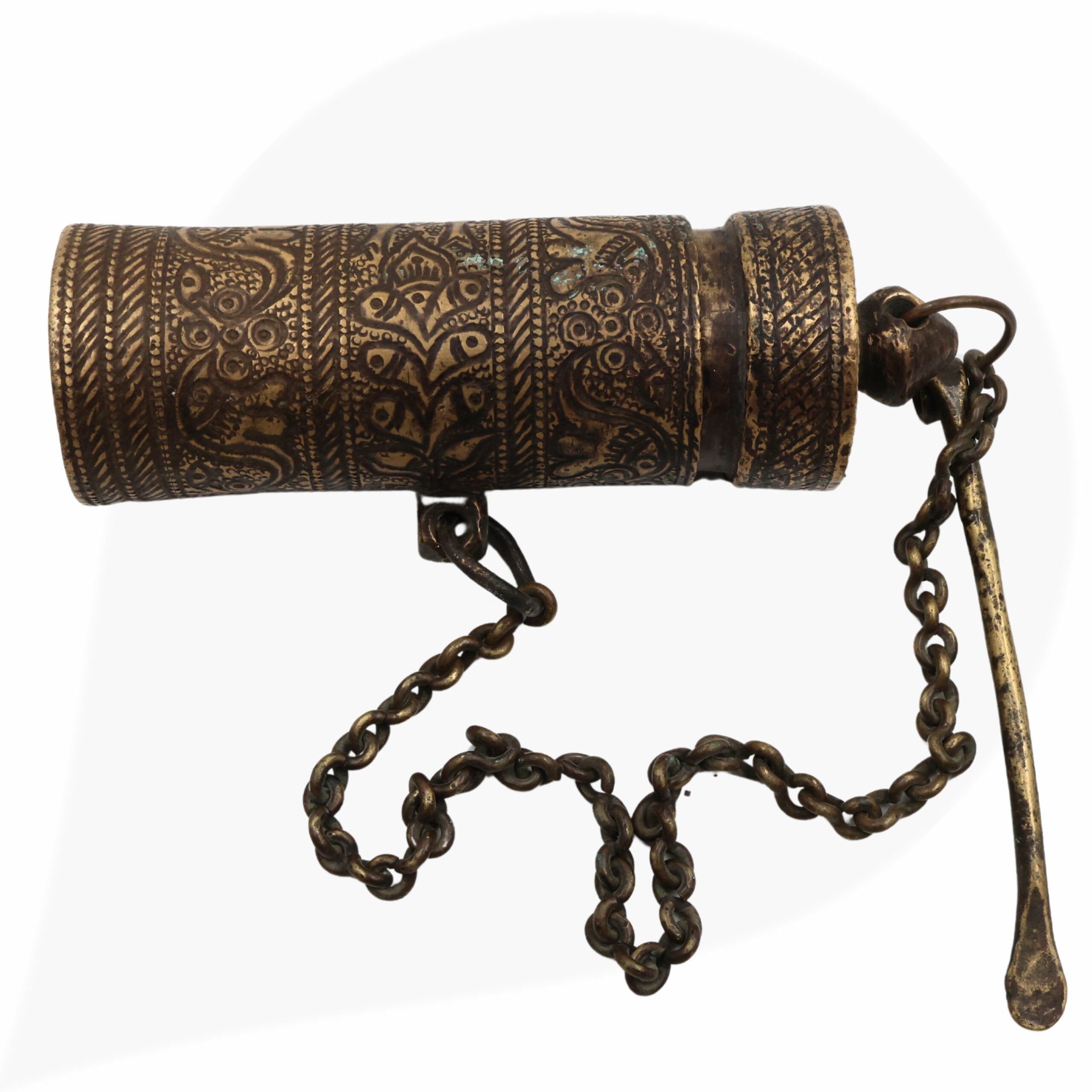 Brass Vintage Chunadani, Antique Betel Lime Paste Box, Chuna Dani, Limebox, Chuna Box,Brown, 5 Inch, 1 Piece