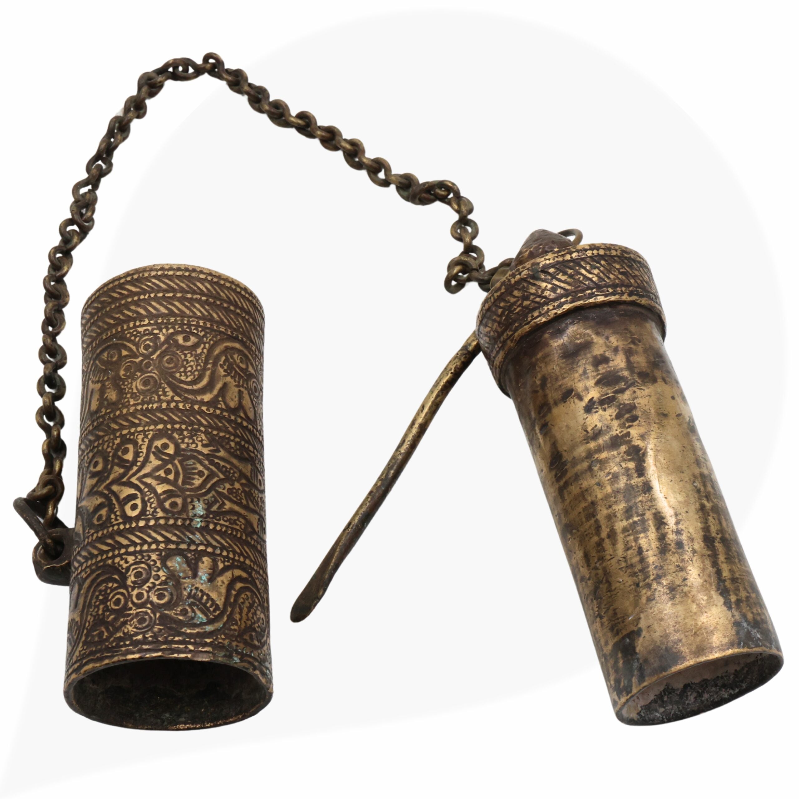 Brass Vintage Chunadani, Antique Betel Lime Paste Box, Chuna Dani, Limebox, Chuna Box,Brown, 5 Inch, 1 Piece