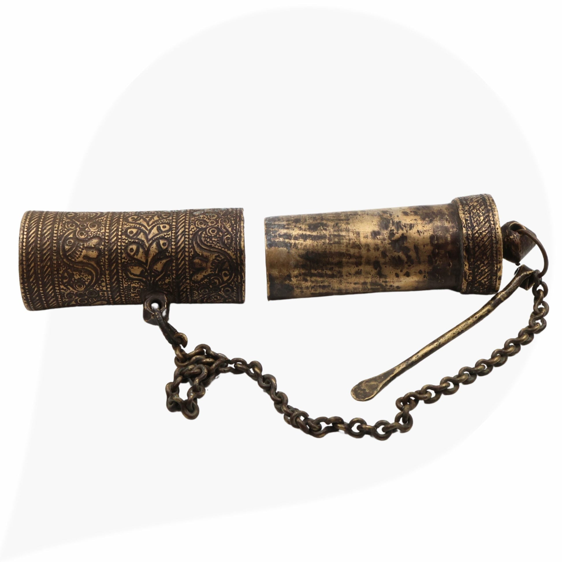 Brass Vintage Chunadani, Antique Betel Lime Paste Box, Chuna Dani, Limebox, Chuna Box,Brown, 5 Inch, 1 Piece