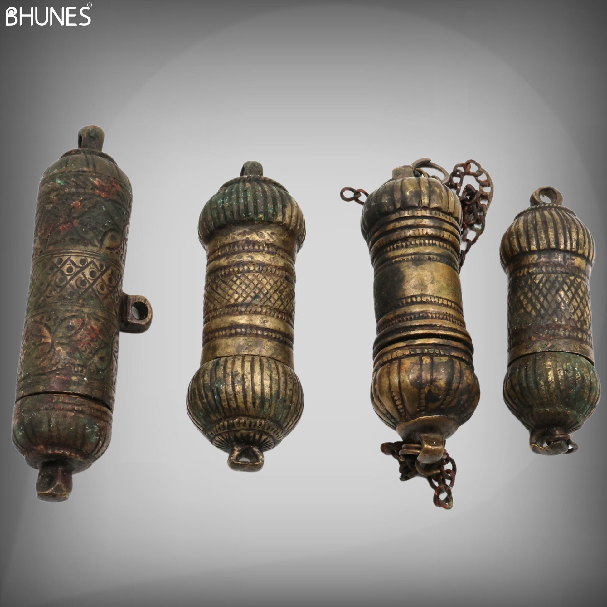 Brass Vintage Chunadani, Antique Betel Lime Paste Box, Chuna Dani, Limebox, Chuna Box,Brown, 4.5 Inch, 1 Piece