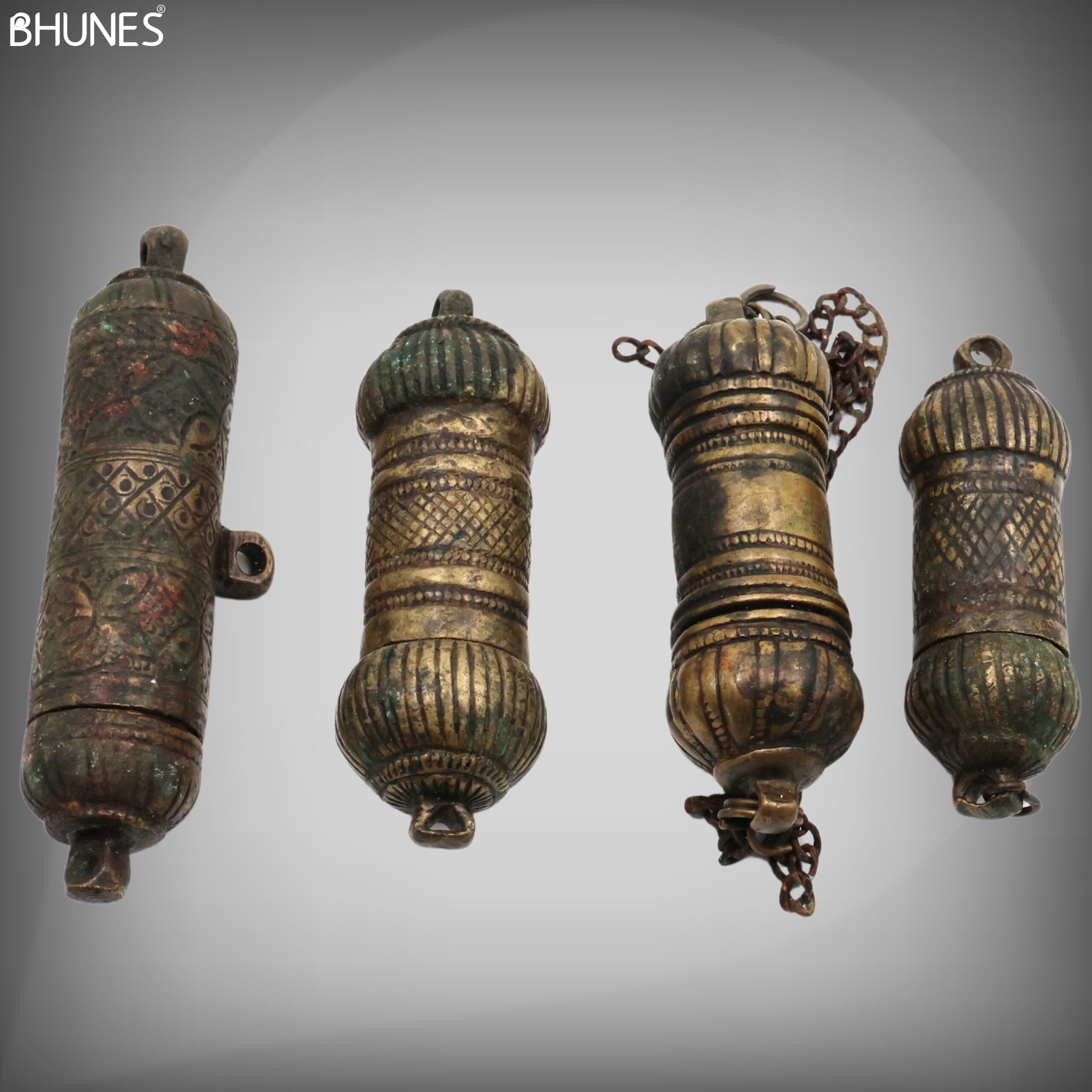 Brass Vintage Chunadani, Antique Betel Lime Paste Box, Chuna Dani, Limebox, Chuna Box,Brown, 4.5 Inch, 1 Piece