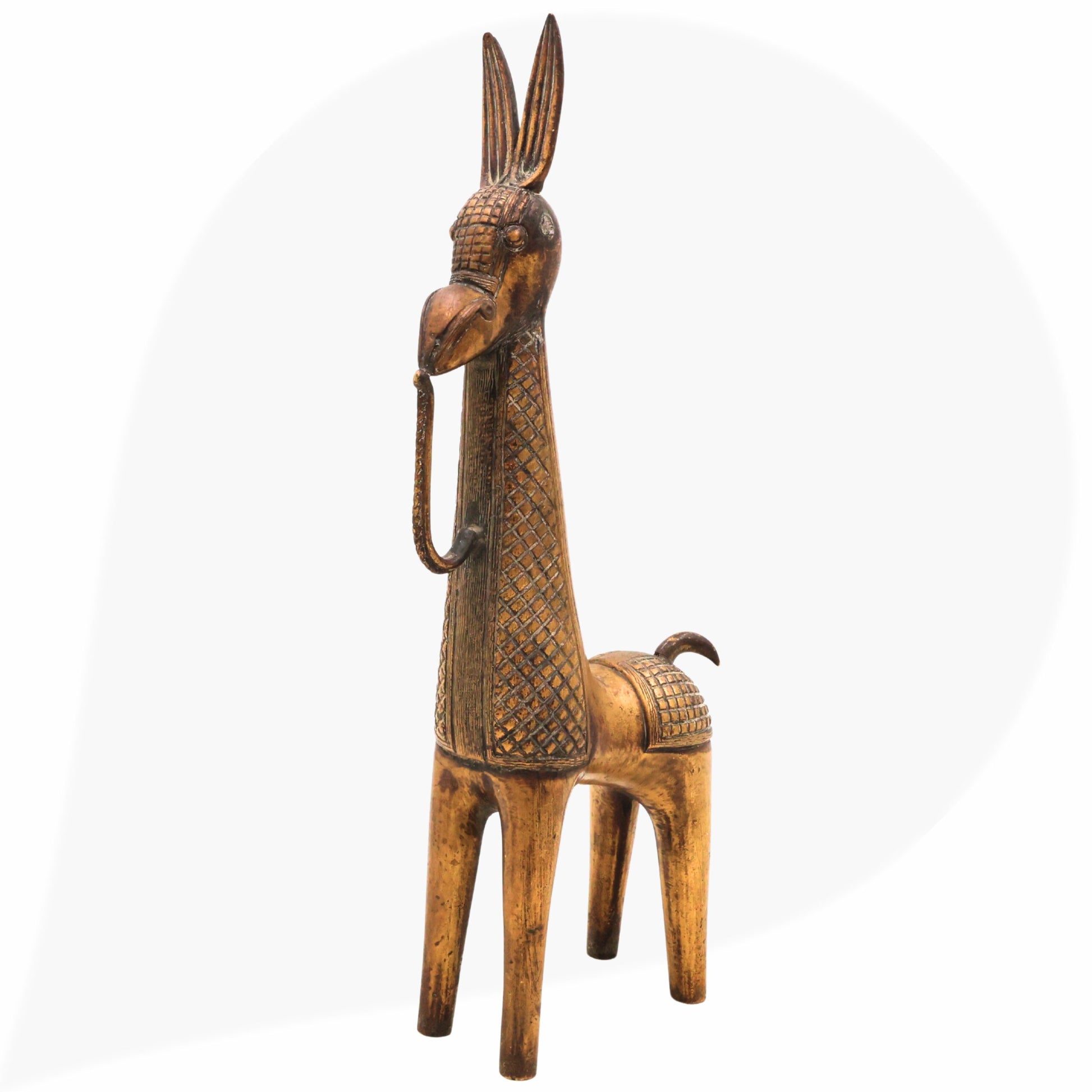 Brass Dhokra Idol | Bastar Tribal Art Sculpture | Handcrafted Dokra Brass Figurine | Bell Metal Peetal Pittal Idol | Traditional Lost Wax Brass Decor,Gold, 12.5 Inch, 1 Piece