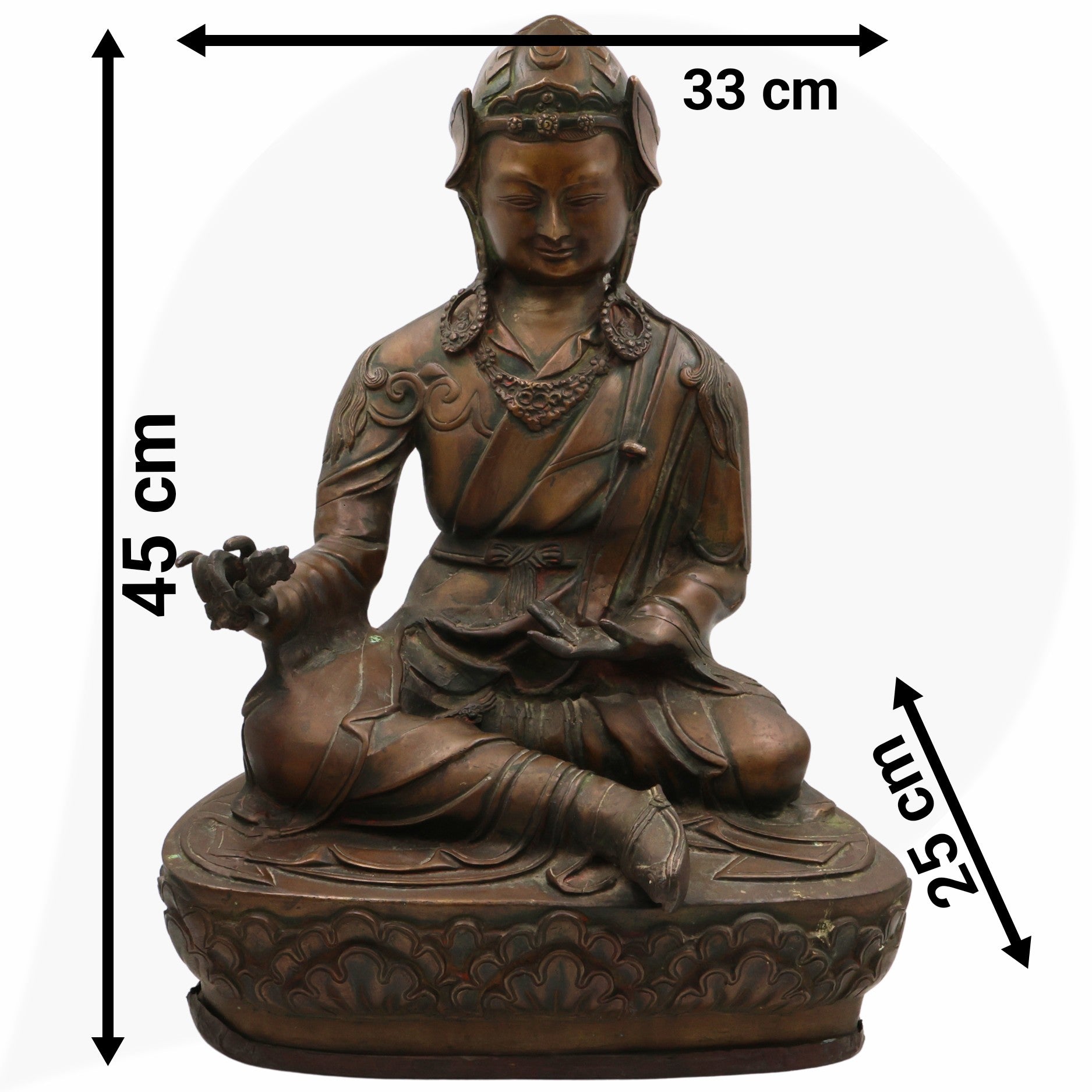 Handcrafted Brass Budha Lamba Idol | Budha Baba Murti | Shri Budha Lamba Maharaj Pital Moorti for Home, Temple & Pooja Decor,Brown, 18 Inch, 1 Piece
