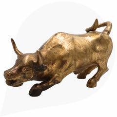 Brass Handmade Nandi Bull Idol – Vrishabha Basava Sculpture for Home, Temple & Office Decor,Gold, 7.5 Inch, 1 Piece