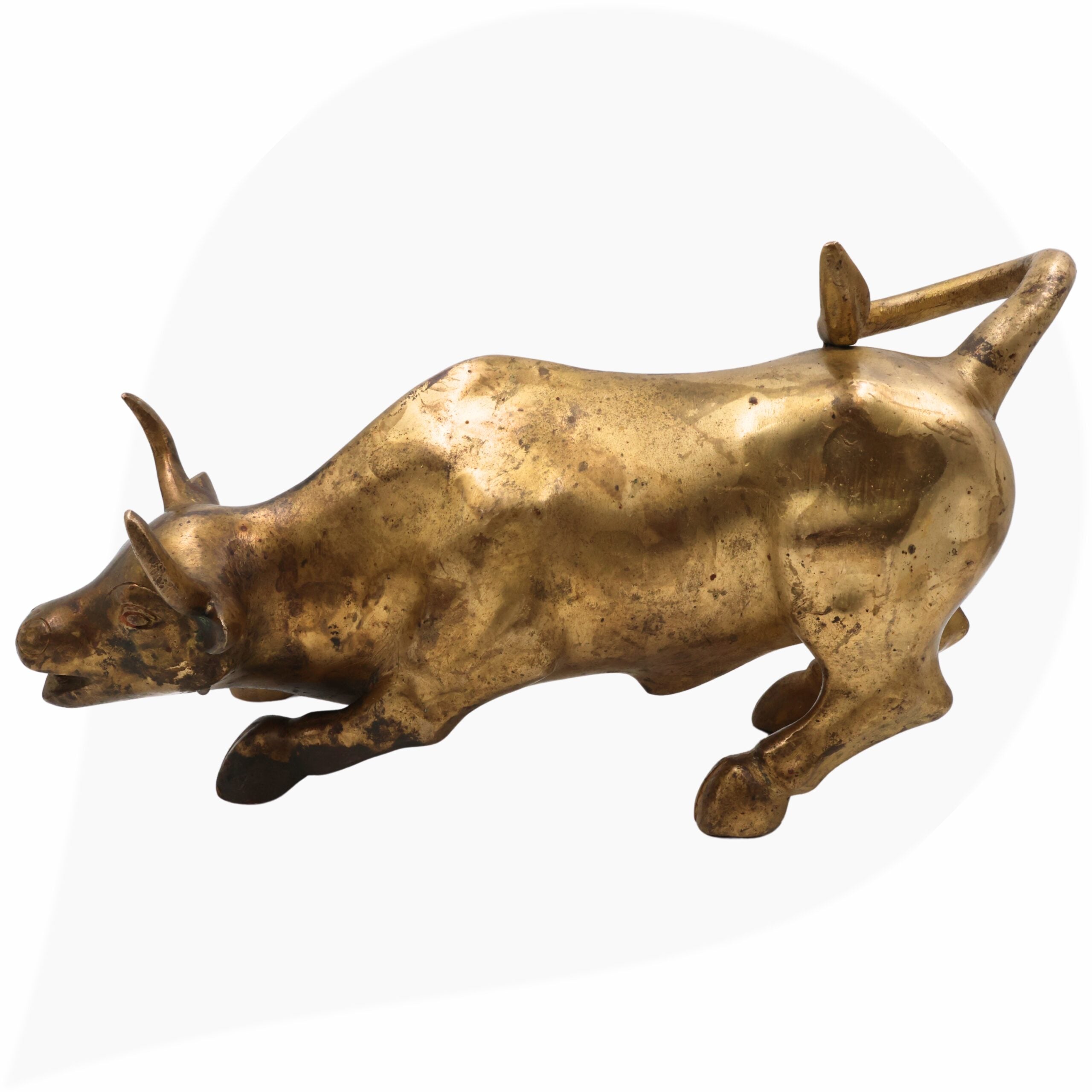 Brass Handmade Nandi Bull Idol – Vrishabha Basava Sculpture for Home, Temple & Office Decor,Gold, 7.5 Inch, 1 Piece