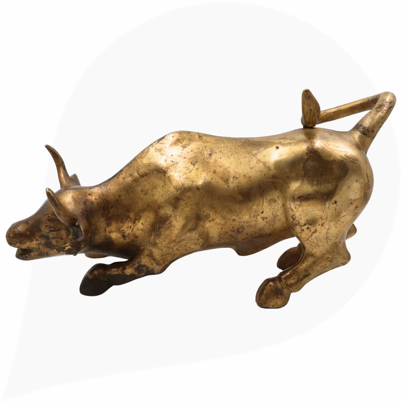 Brass Handmade Nandi Bull Idol – Vrishabha Basava Sculpture for Home, Temple & Office Decor,Gold, 7.5 Inch, 1 Piece