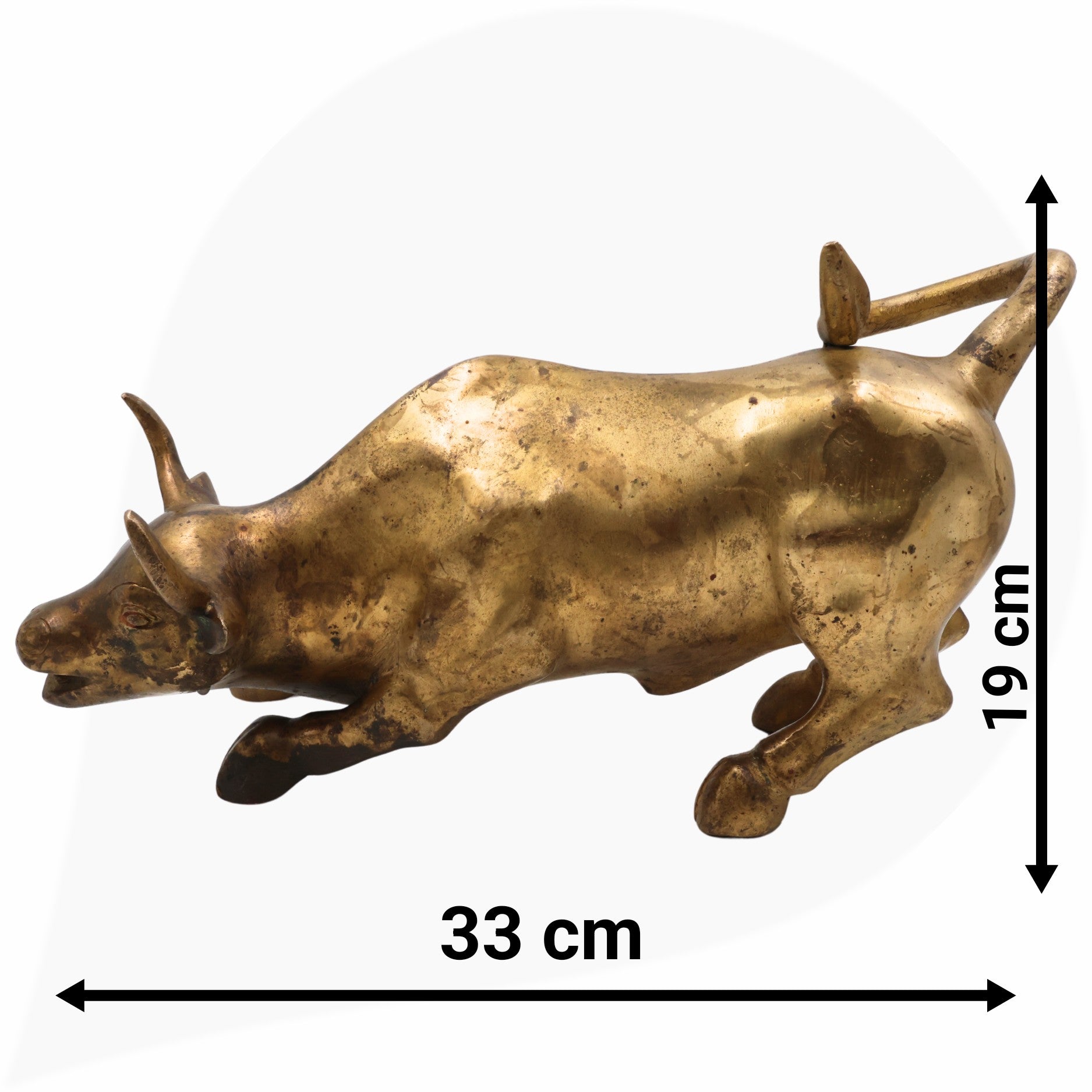 Brass Handmade Nandi Bull Idol – Vrishabha Basava Sculpture for Home, Temple & Office Decor,Gold, 7.5 Inch, 1 Piece
