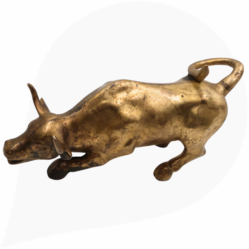 Brass Handmade Nandi Bull Idol – Vrishabha Basava Sculpture for Home, Temple & Office Decor,Gold, 7.5 Inch, 1 Piece