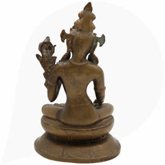 Brass Manjushri Idol | Tibetan Manjushree Buddha Statue | Bodhisattva of Wisdom Murti Vigraha | Handcrafted Antique Buddhist Sculpture for Puja, Temple & Home Decor,Brown, 14 Inch, 1 Piece