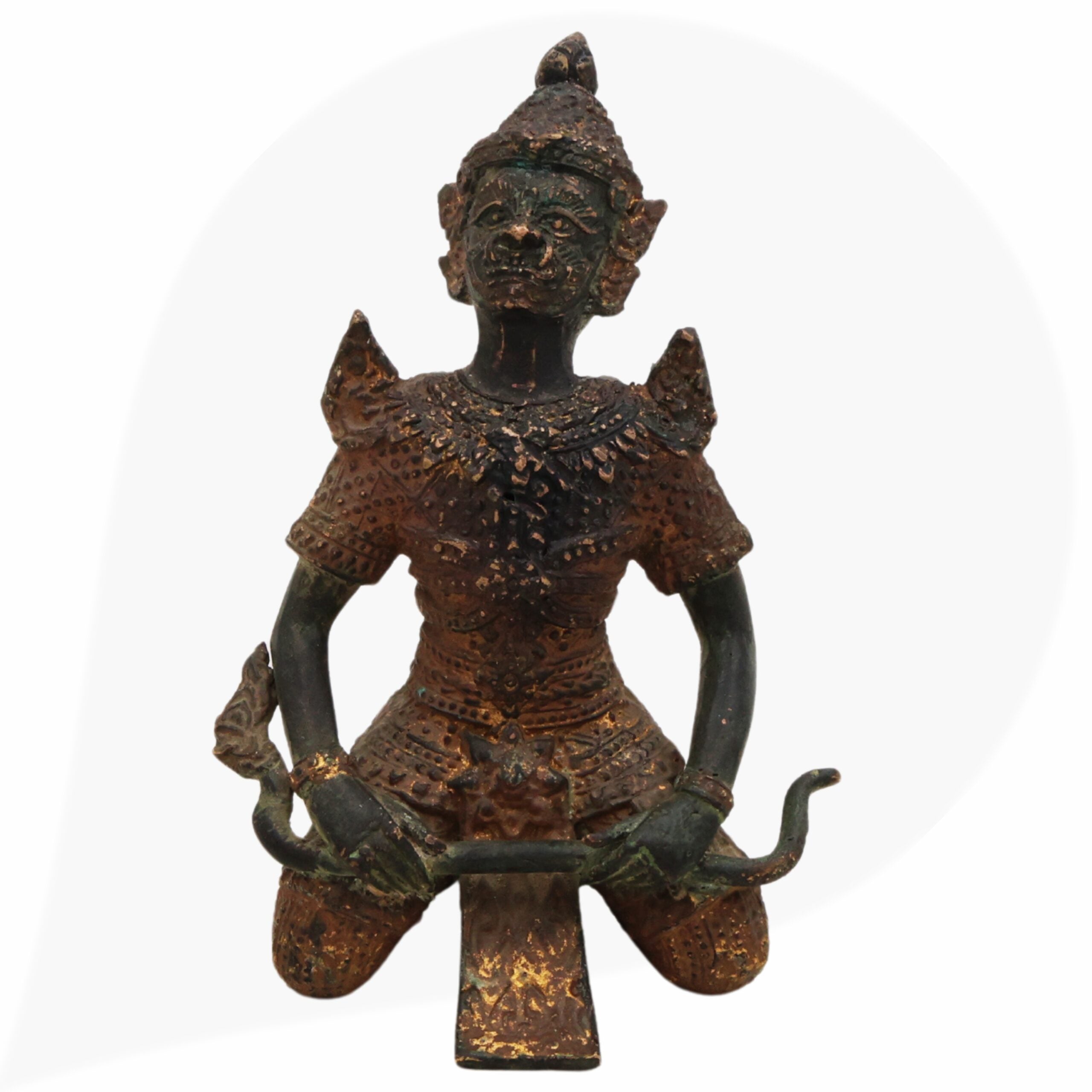 Brass Musical Idol, Classical Music Deity, Carnatic & Hindustani Figurine, Handcrafted Devotional Sculpture, Green, 5 Inch, 1 Piece